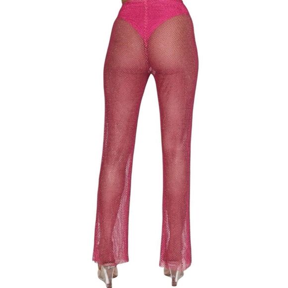 MESHKI Barbie Pink Mesh Pants Size L - Picture 9 of 11